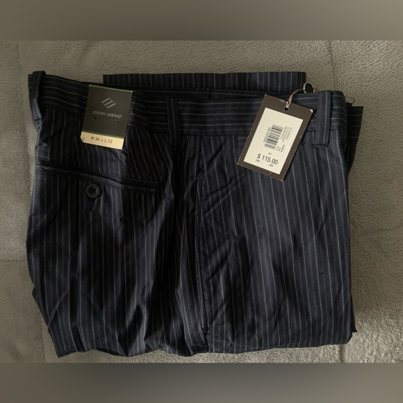 Mens pinstripe navy trousers - Picture 1 of 2